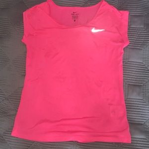 Pink semi see through nike top